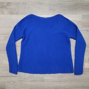 Ralph Lauren LRL Wool Cotton Blend Rib Knit Boat Neck Sweater Size XL Blue Prep